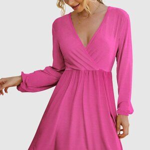 Surplice Long Sleeve Mini Dress